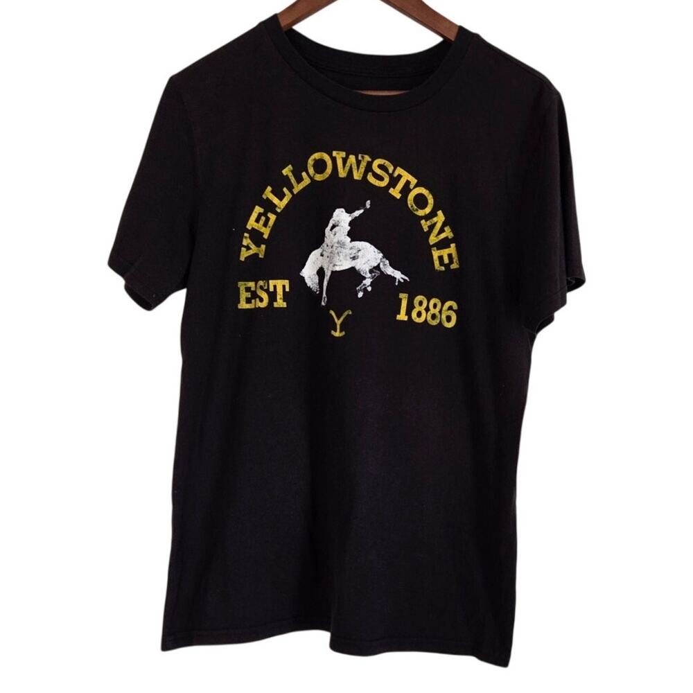 Ranchcore Yellowstone Dutton Ranch Western Graphic T‑Shirt Black/Yellow Size L